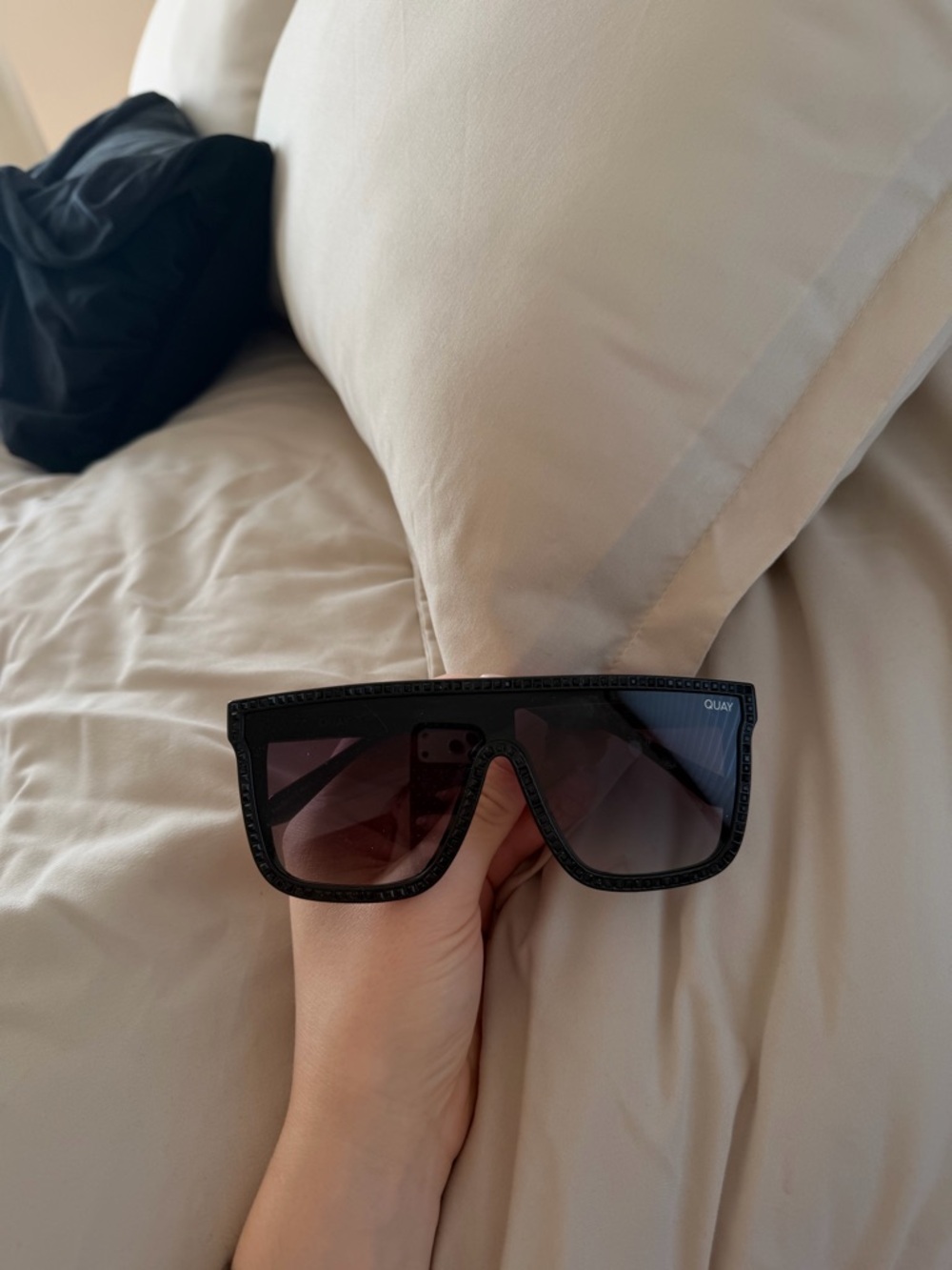 Quay Australia Black Shield Sunglasses with Gradient Lenses